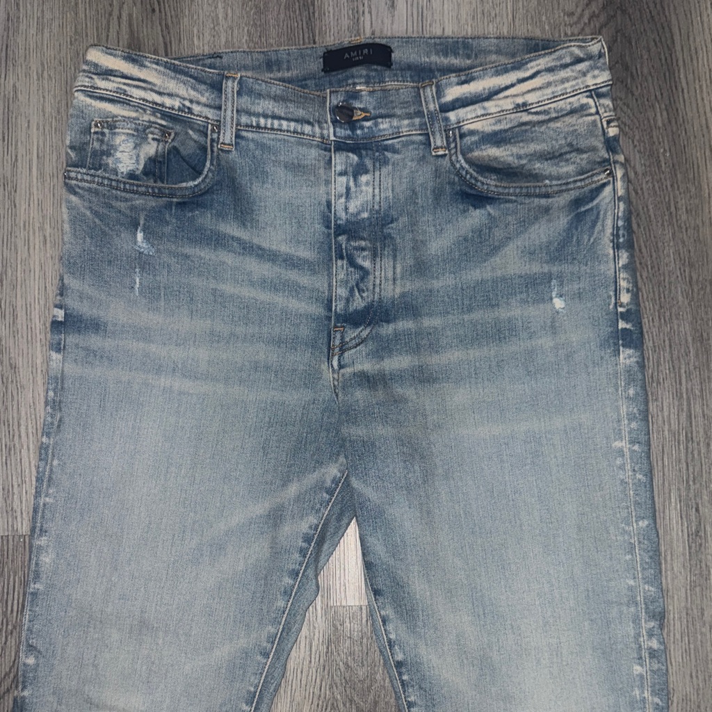 Amiri Clay Indigo Washed-Effect Skinny Cut Jeans